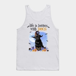 Black Pug Witch Hat Life Is Better With Dogs Halloween Tank Top